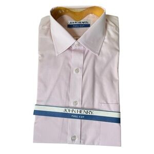 John Henry Full Cut Short Sleeve Button Down Shirt Pink Men’s Size Neck 15 NEW